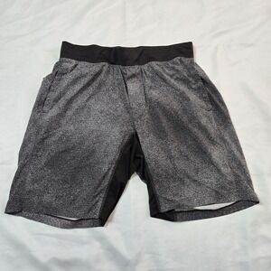 Lululemon THE Short 9" Gray Space Dye Black Waistband Lined Men's Medium Workout